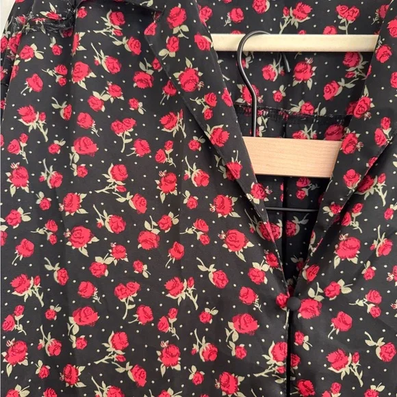 Free People Black and Red Floral Pajama set - Picture 2 of 4